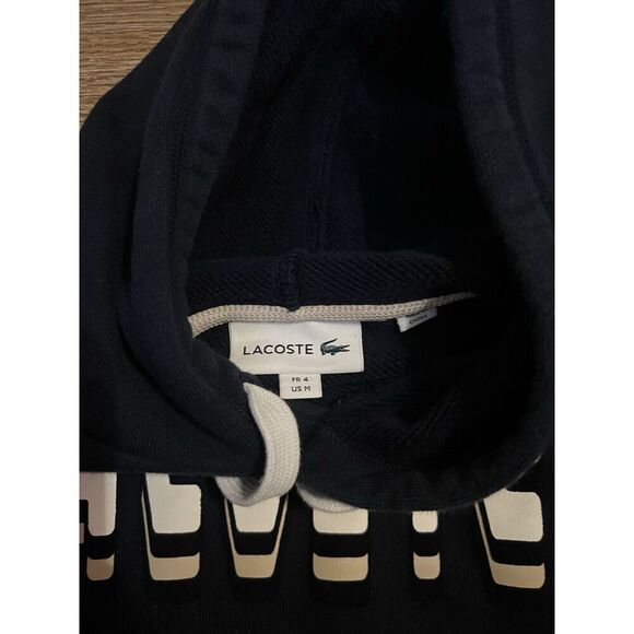 Lacoste Mens Blue Pullover Hooded 3D Spellout Logo Graphic Size Medium - Picture 3 of 3